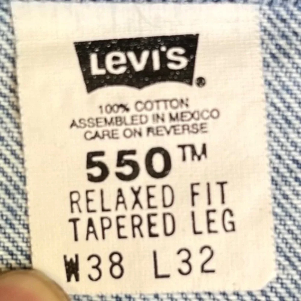 VTG 90s Levis 550 Jeans Mens 38x32 Light Wash Orange Tab Tapered Relaxed Grunge‎